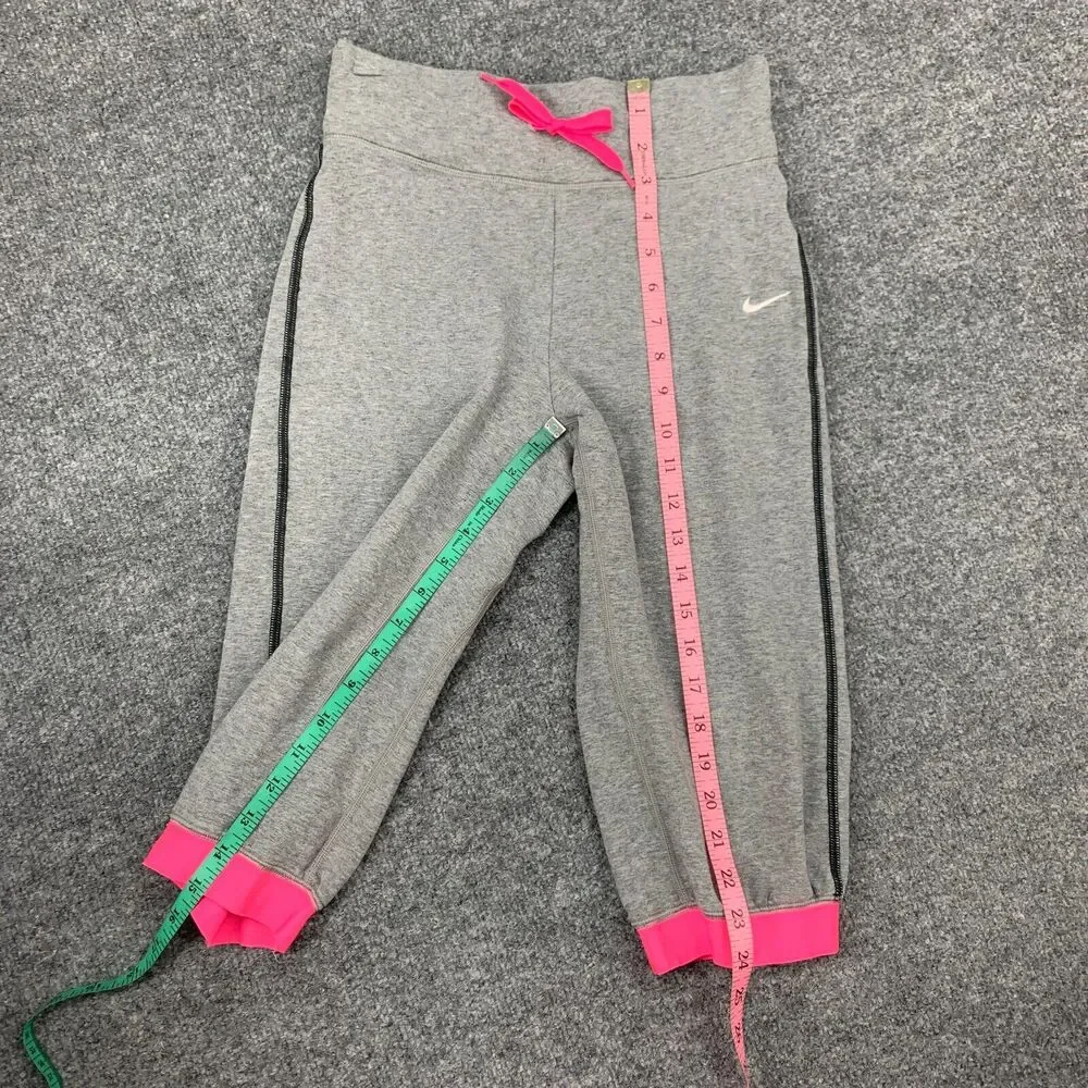Nike Capri Sweatpants Girls L Large Gray Dri Fit Victory Cotton Nylon Blend Pant